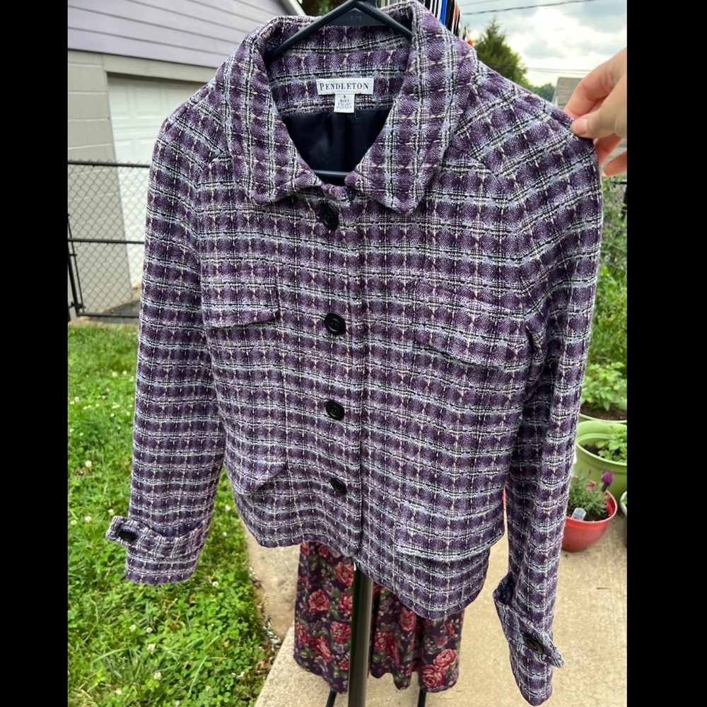 Pendleton 100% Virgin Wool Purple Tweed Blazer
